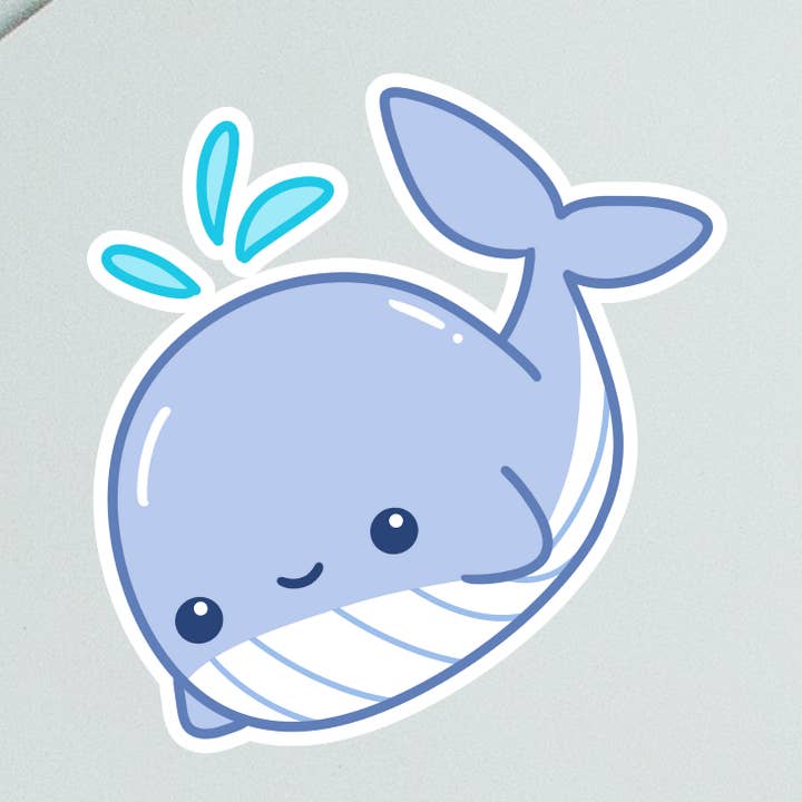 Happy Blue Whale vinylsticker voor wholesale door Chesapeake Charm Shop