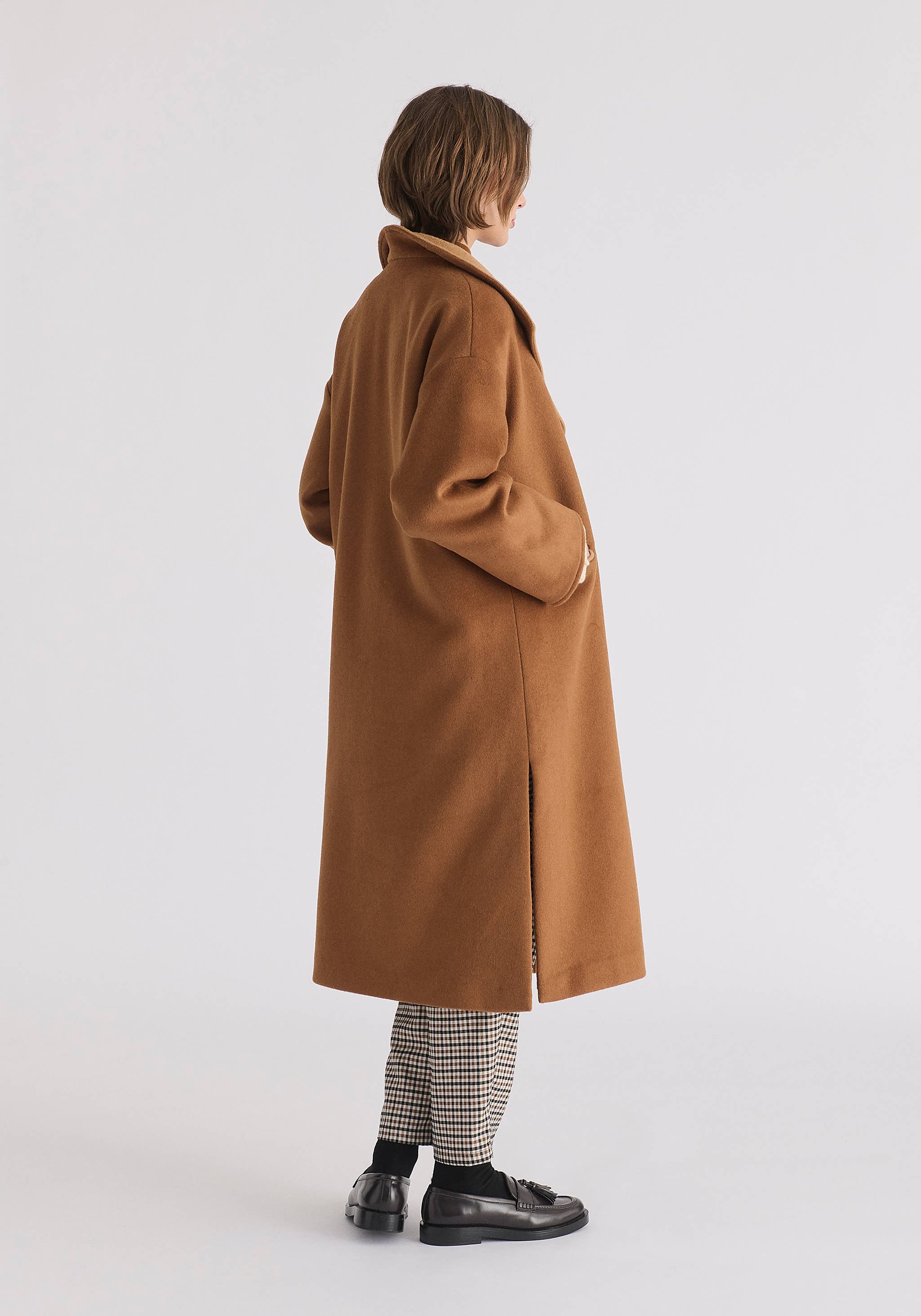 Paisie - Wholesale Coat - Women's - Two-Tone Double Breasted Wool Blend Coat7