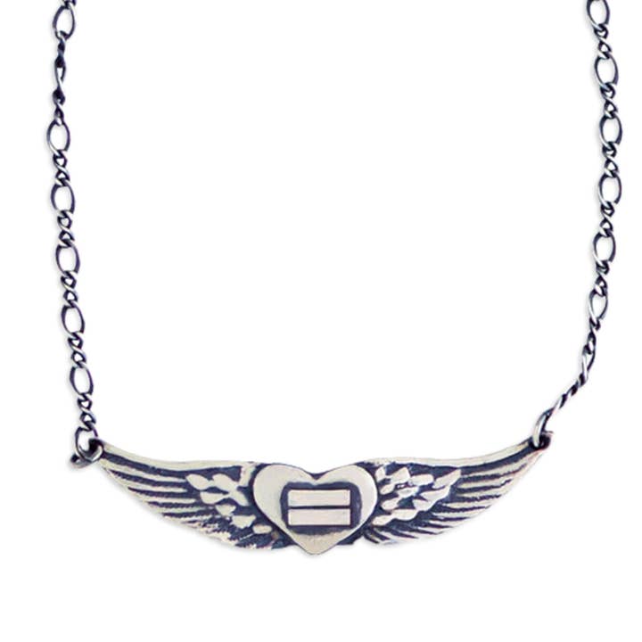 Fierce and Free Jewelry - Wholesale Pendant/Charm Necklace - Large Equality Angel Wings Cable Necklace Chain2
