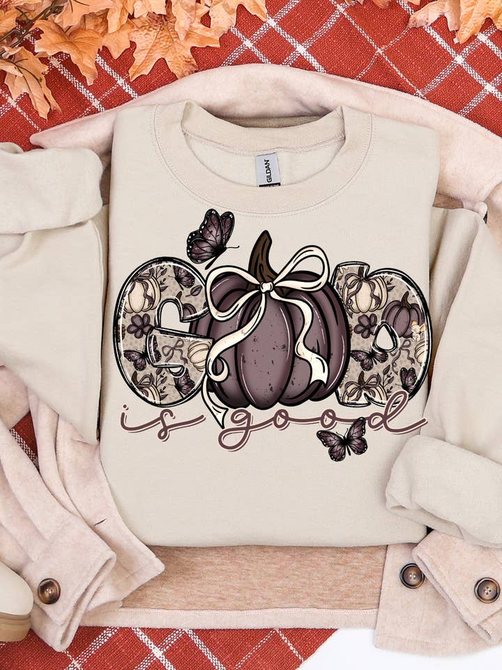God is Good Fall Scenery Sweatshirt for wholesale by Gambi's Tees