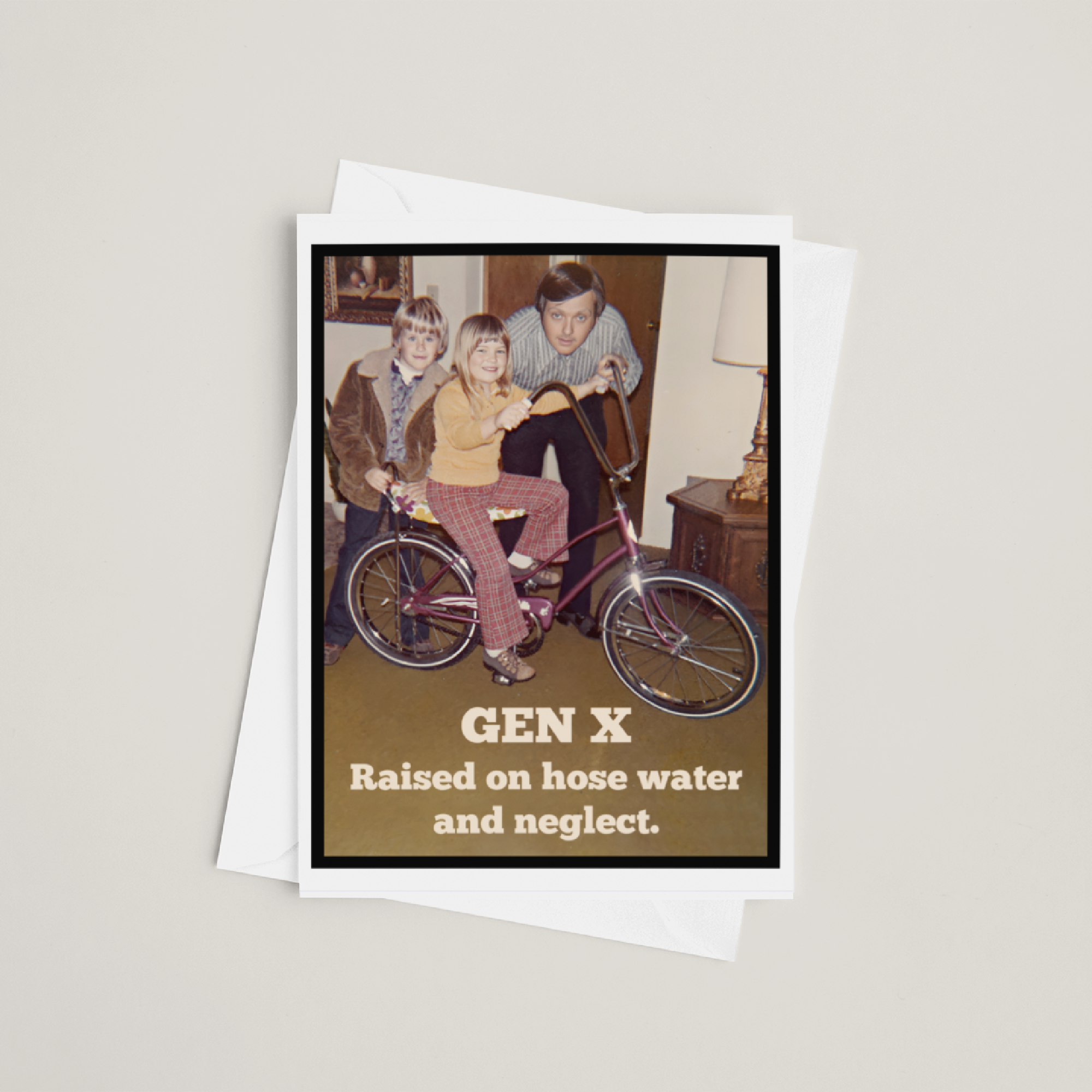 Raven's Rest Studio – Großhandel Grußkarten für den Alltag – Vintage-Grußkarte aus den 70ern. Generation X wuchs mit fließendem Wasser auf...3