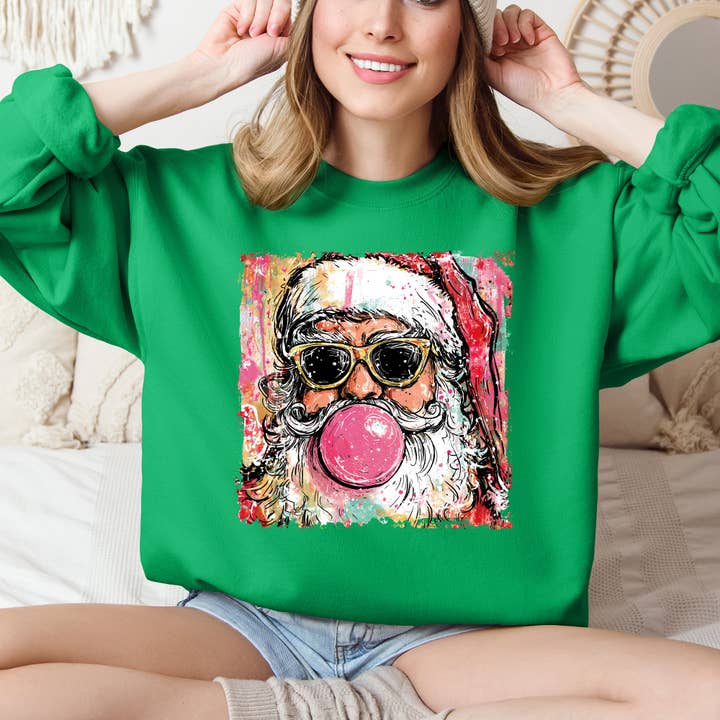 Refinery Number One LLC - Wholesale Graphic Sweatshirt - Unisex - Vintage Santa, Sketched Christmas Bubble Gum Cute Sweatshirt3