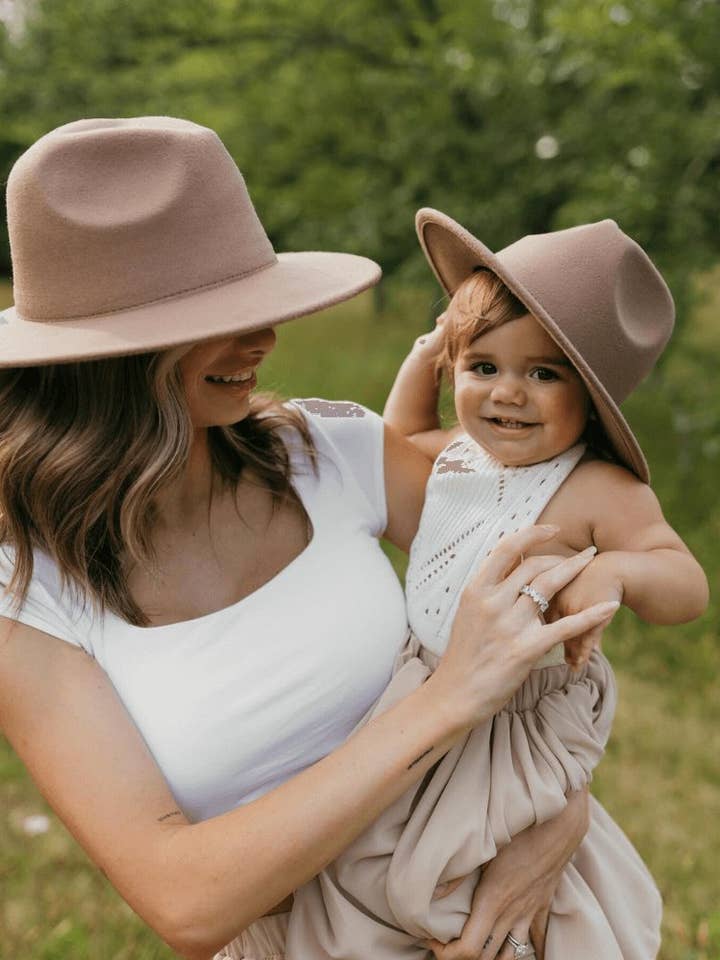 Mommy and Me Bordeaux Flat Brim Hats for wholesale by Bailey's Blossoms