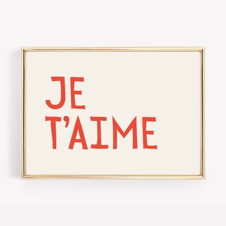 Je T'aime | Valentine's Day Wall Art Print for wholesale by KIKIANDNIM