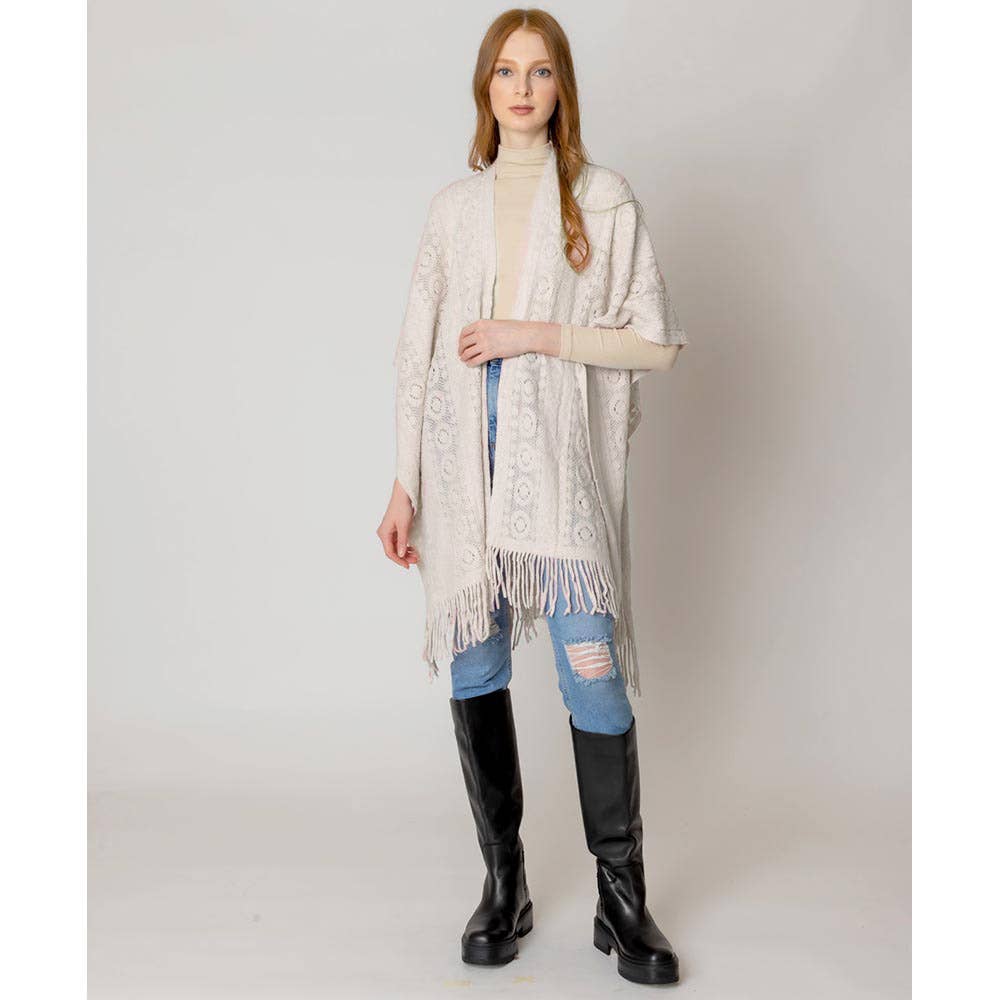 Sensibling Corp. - Vendita all'ingrosso Poncho - Donna - Poncho Ruana all'uncinetto solido2