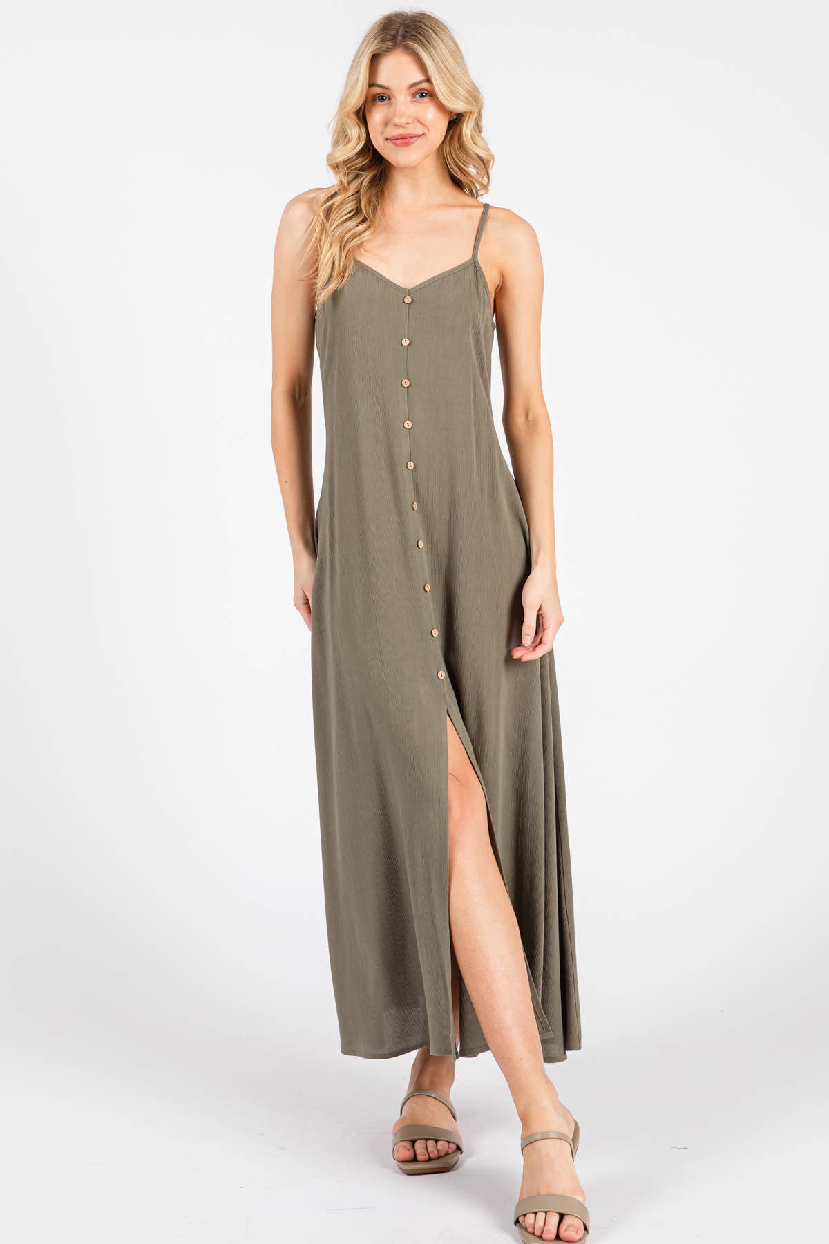 Final Touch - Vente Robe – femme - Robe fluide en mousseline épaisse avec boutons contrastants - ND40209-HV19