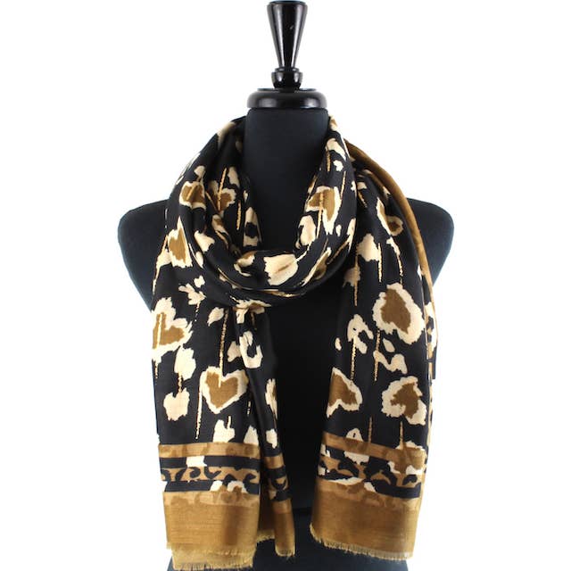 Pretty Persuasions - Wholesale Scarf - Women's - S24098 Hearts Afire Scarf w/Gold Metallic