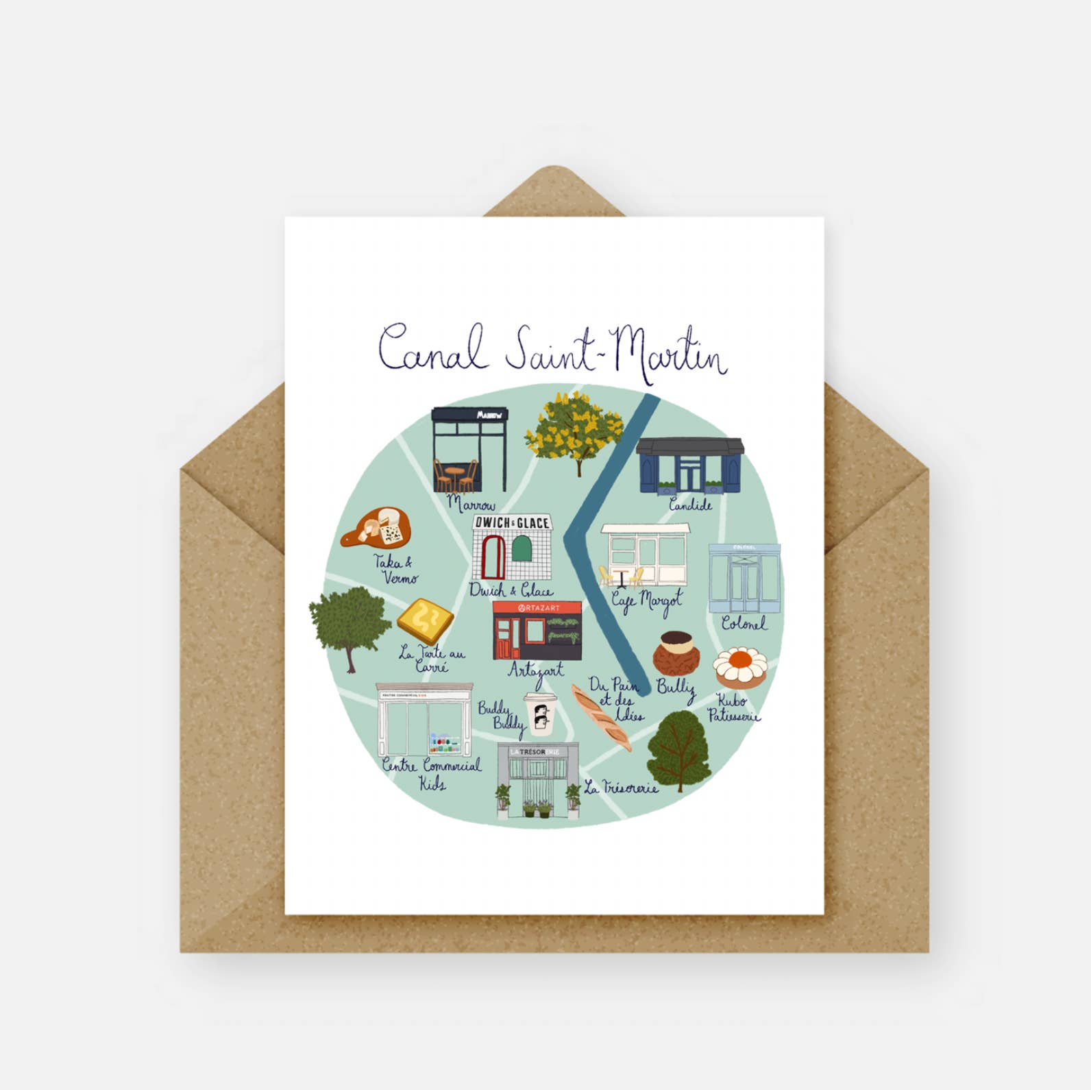 London Block by Block - Wholesale Everyday greeting card - Canal Saint-Martin Paris Card