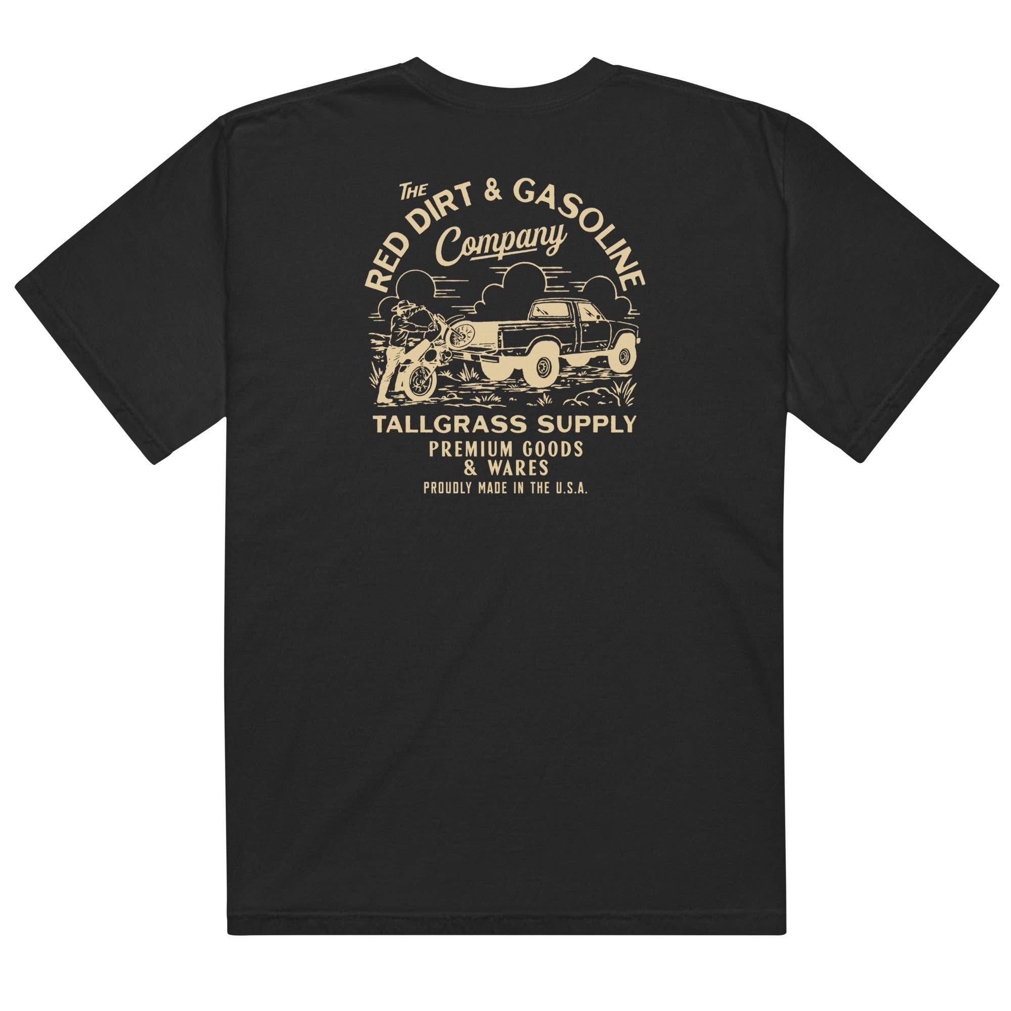 Tallgrass Supply Co - Vendita all'ingrosso Maglietta serigrafata - Unisex - Maglietta Pesante Rosso Terra & Benzina Chiaro0