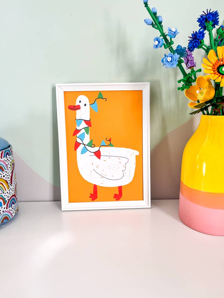 Stampa murale Party Duck, arte da parete, Blumelishop, decorazione da parete per la vendita all'ingrosso da parte di Blümeli Shop