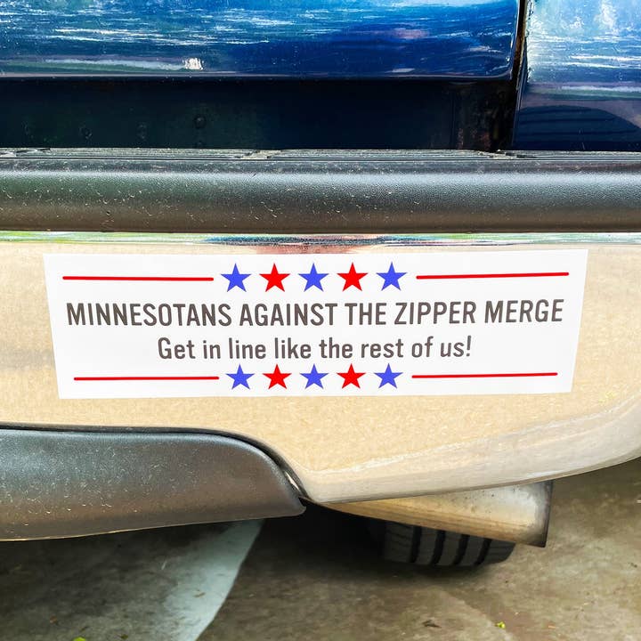 Zipper Merge Bumper Sticker for wholesale by Wild North Co