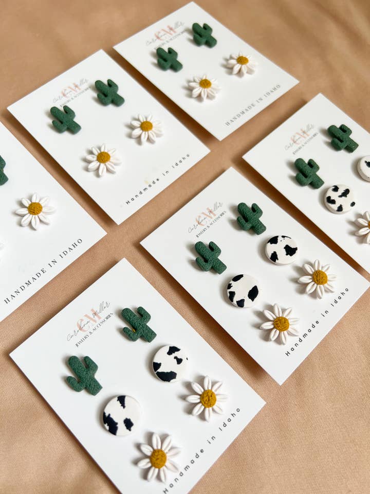 Vestlige sæbesæt - Kaktus, margueritter og ko-print for engroshandel hos Carolina Miller