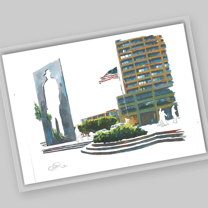 Fort Worth – Burnett Park Postcard for wholesale by Eric Hanson Artwork