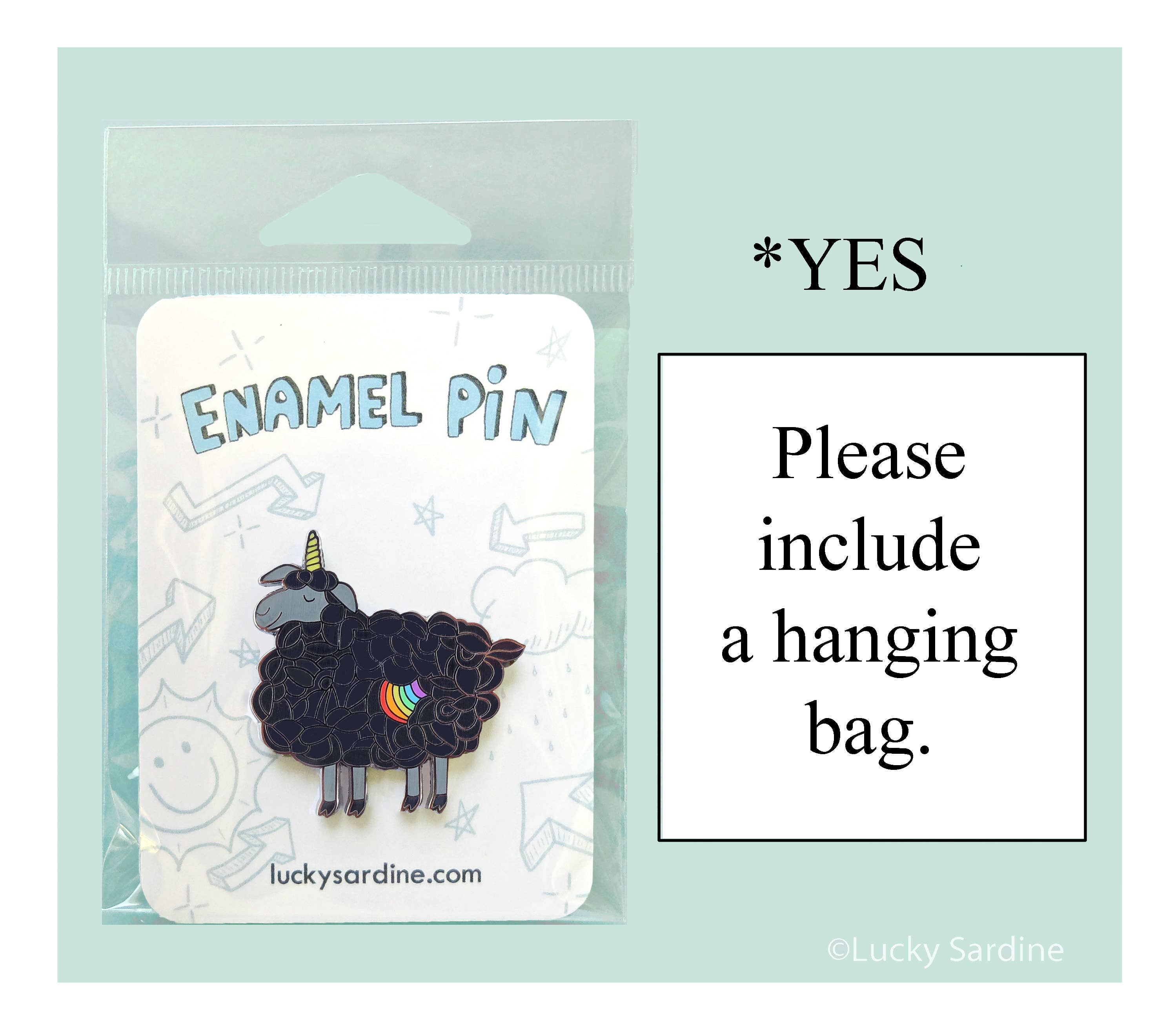 Lucky Sardine - Wholesale Lapel Pin/Button - Black Sheep Unicorn, Rainbow Magical Enamel Pin6