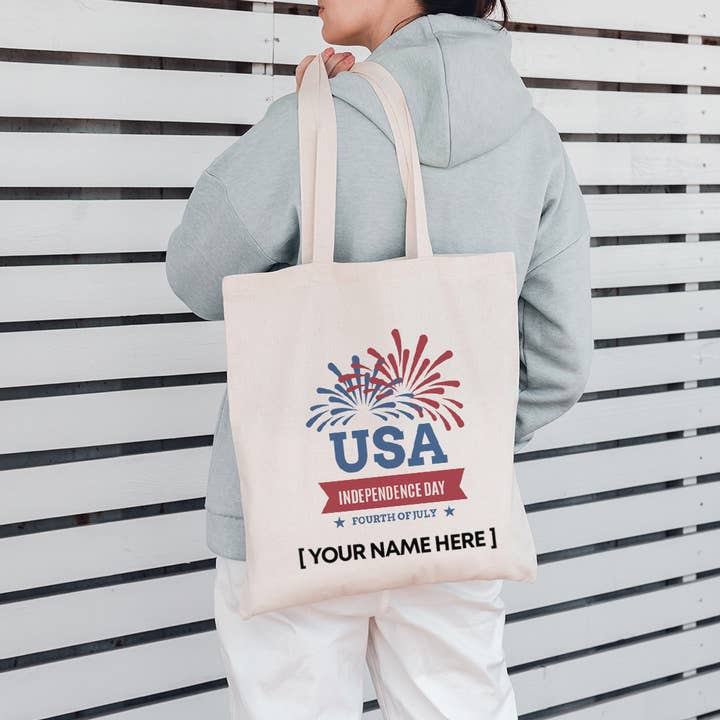 Customized Fireworks Tote Bag With Your Logo/Text for wholesale by BAGANDCANVAS