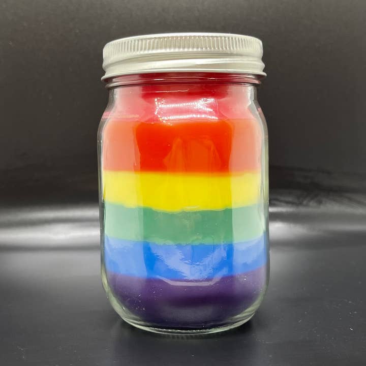 LGBTQ Pride Wooden Wick Candle | Coconut Soy Wax | Gay Pride Candle | Crackling Wick Candle for wholesale by The Whiffletree Co