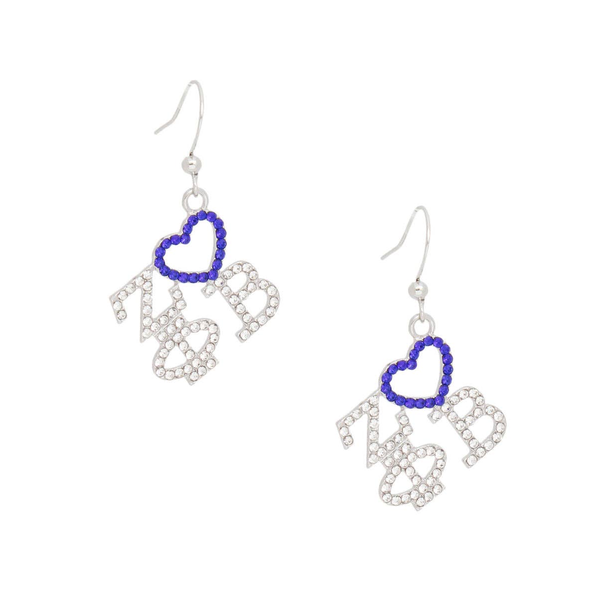 Blue ZPB Greek Heartfelt Pride Bling Fish Hook Earrings for wholesale on Faire1
