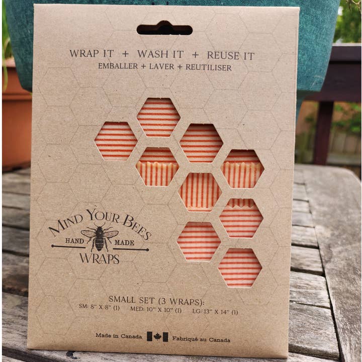 Bivaxmatomslag - Liten eller Stor Set Picknick Röd Randig Tryck för wholesale av Mind Your Bees Handmade Wraps