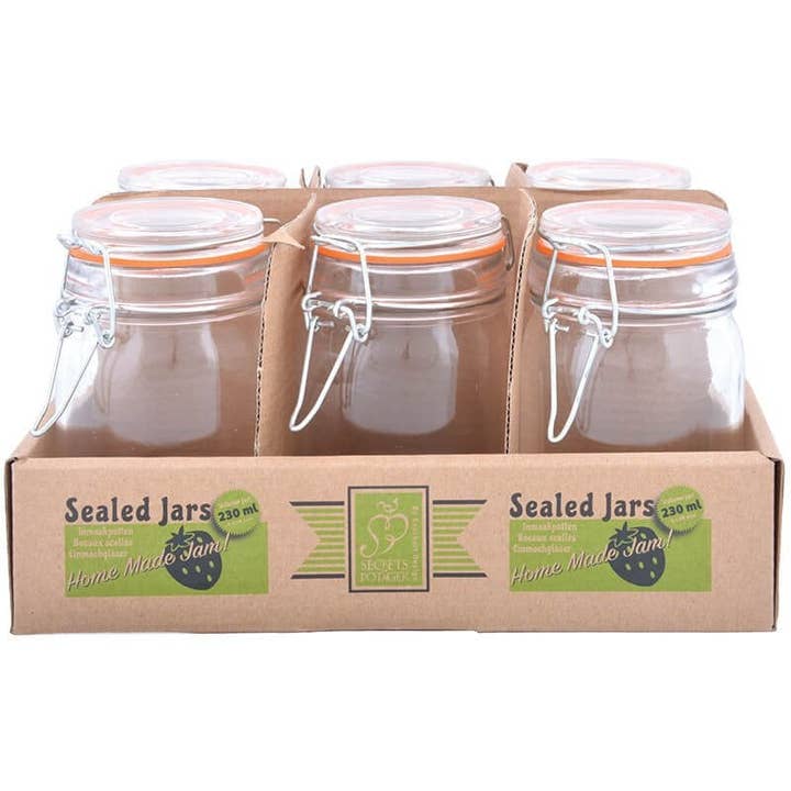 6 Pc Flip-Top Jar Set, 0.23 L, Glass, Clear - Large for wholesale by Esschert Design USA