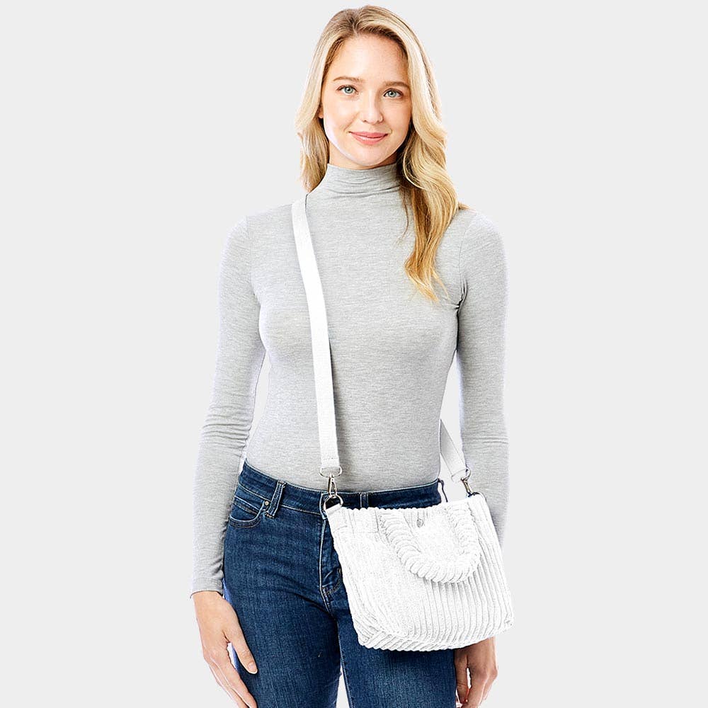 Sensibling Corp. - Wholesale Tote Bag - Women's - Wide Wale Corduroy Tote / Crossbody Bag
6