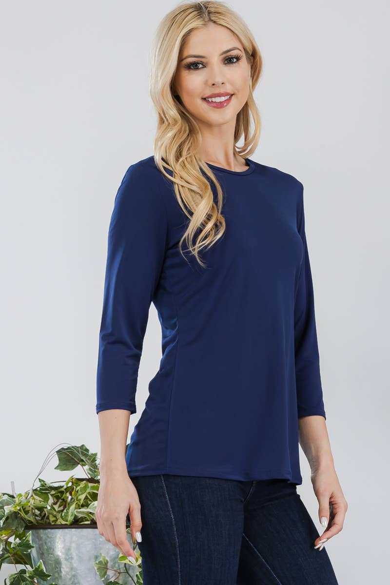 Celeste Clothing - Wholesale T-Shirt - Women's - CLASSIC 3/4 SLEEVE CREW NECK TOP -CT1321425