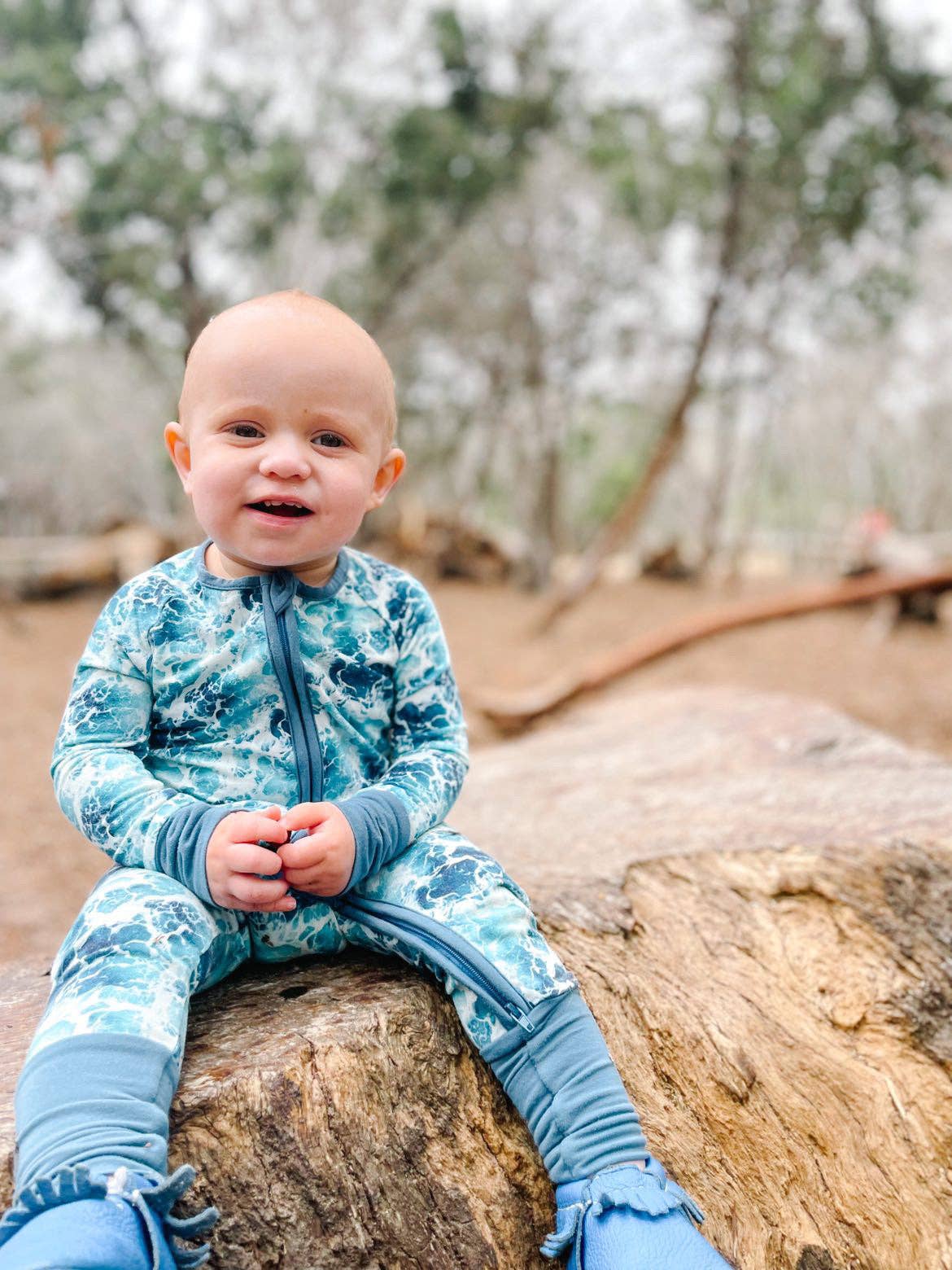 Sunshine Luckies - Wholesale Sleepsuit - Baby - Happiness Comes in Waves Zippy Bamboo Pajamas6