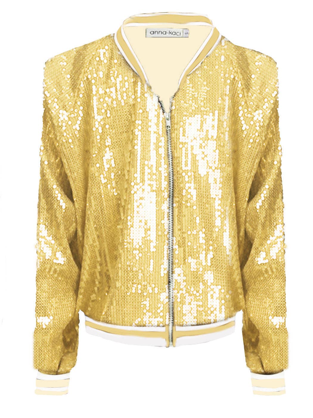 Anna Kaci Wholesale - Wholesale Varsity/Baseball Jacket - Women's - Striped Metallic Sequin Varsity Jacket18