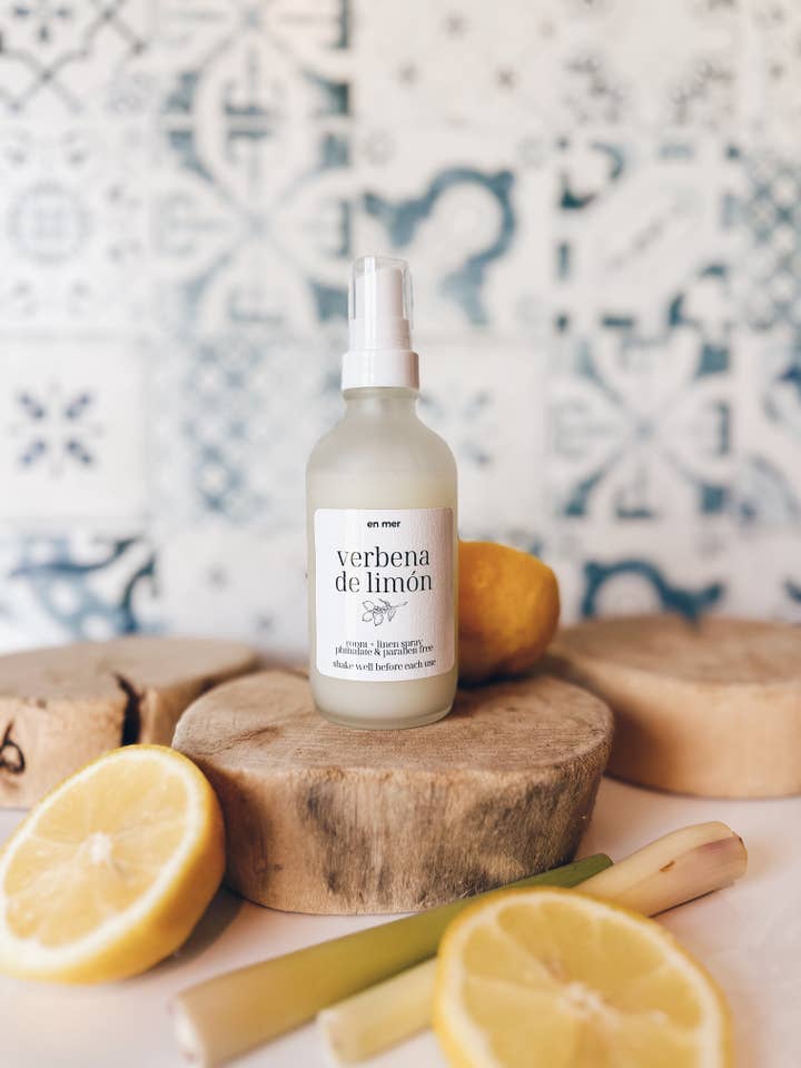 en mer | verbena de limón | room + linen spray for wholesale by en mer, co