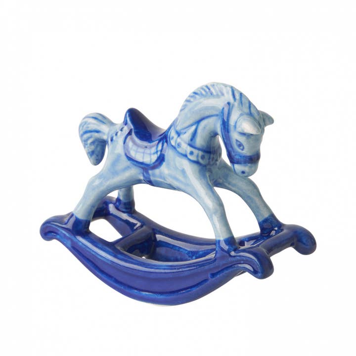 Heinen Delfts Blauw - Vendita all'ingrosso Statuette decorative - Cavallo a dondolo in miniatura