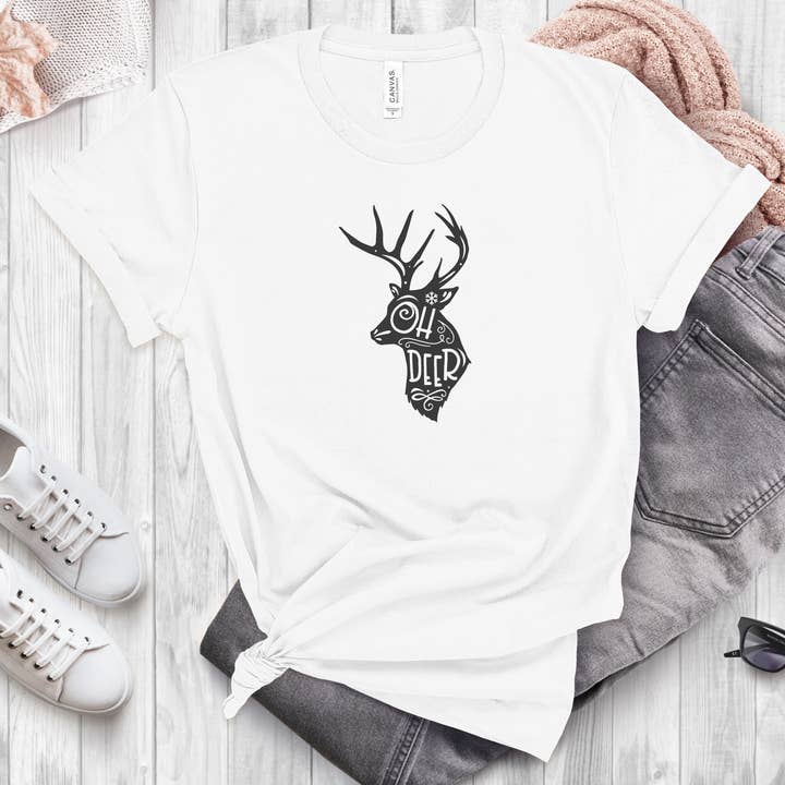 Oh Deer Womens' Christmas Shirt Sizes S-2XL for wholesale by Shine Thrive Grow