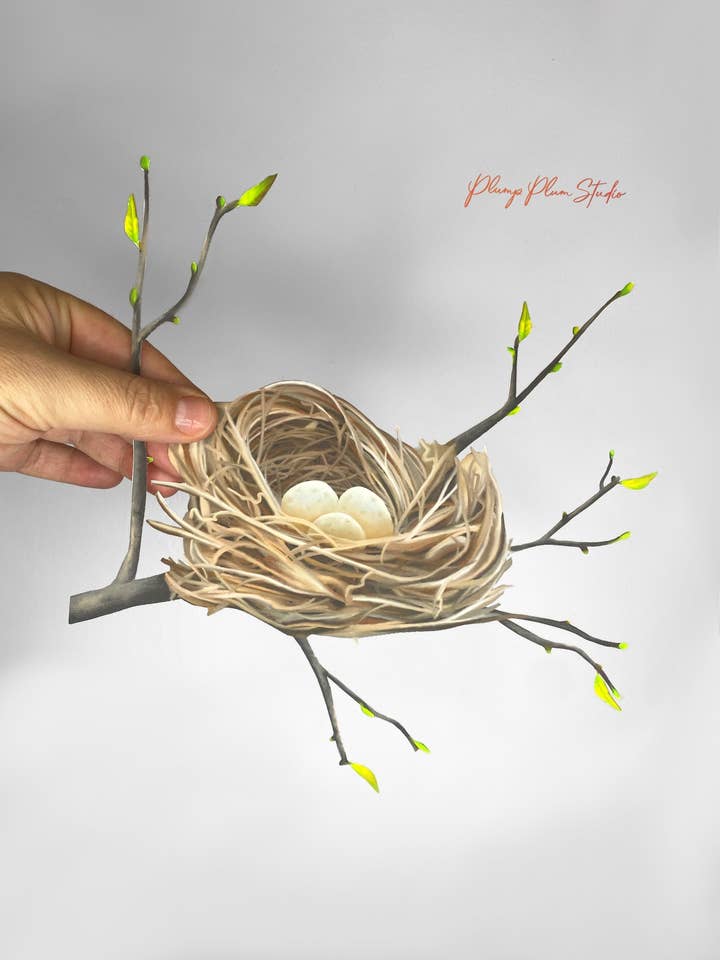 Sød lille fugl rede væg/vindue vinyl mærkat, Bird-rede for engroshandel hos Plump Plum Studio