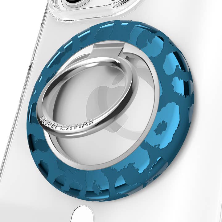 Magnetic Phone Ring & Stand - Metallic Navy Leopard for wholesale by VELVET CAVIAR