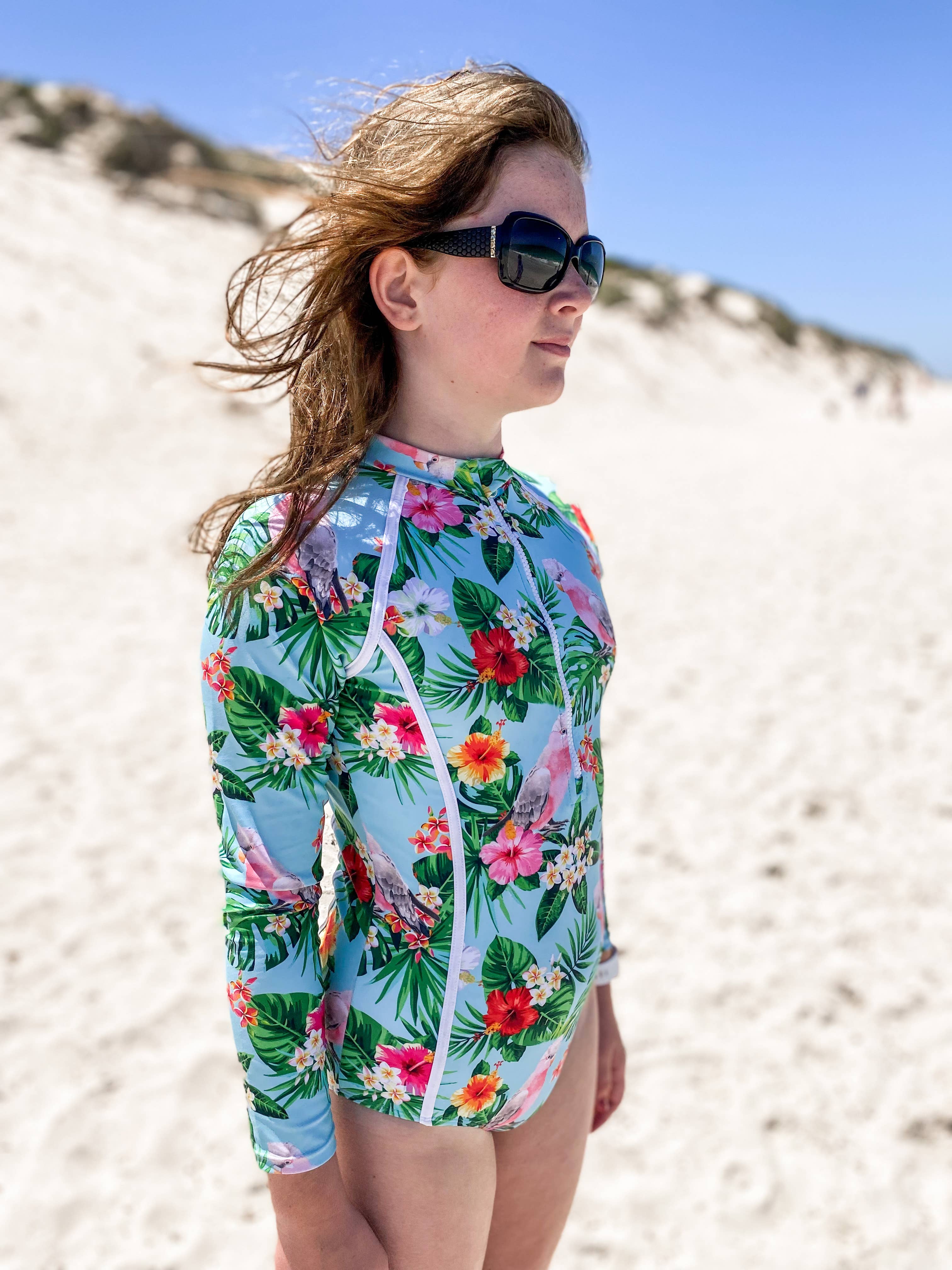 Tribe Tropical – Großhandel Badeanzug – Kinder – 'Gaga Galah' Badeanzug mit langen Ärmeln für Teenager-Mädchen/Tweens4