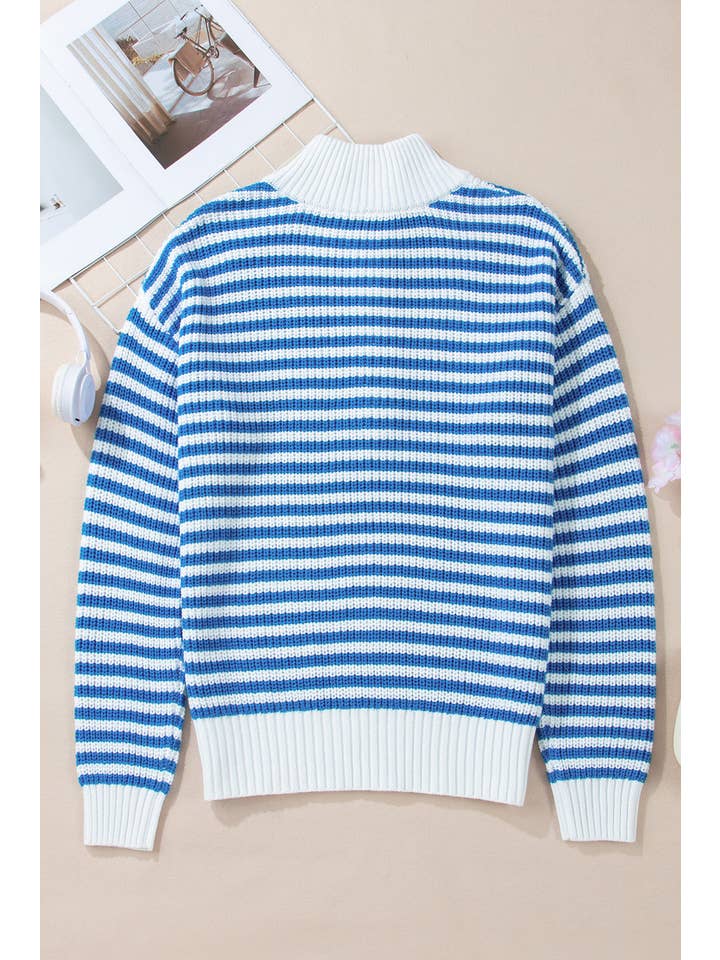 Stripe Half Zip Collared Sweater for wholesale on Faire