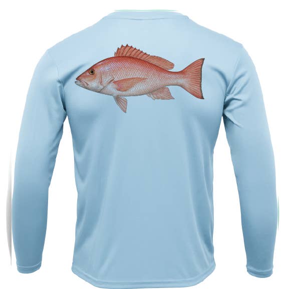 Camisa Snapper de manga larga UPF 50+ con ajuste seco para venta al por mayor de Saltwater Born