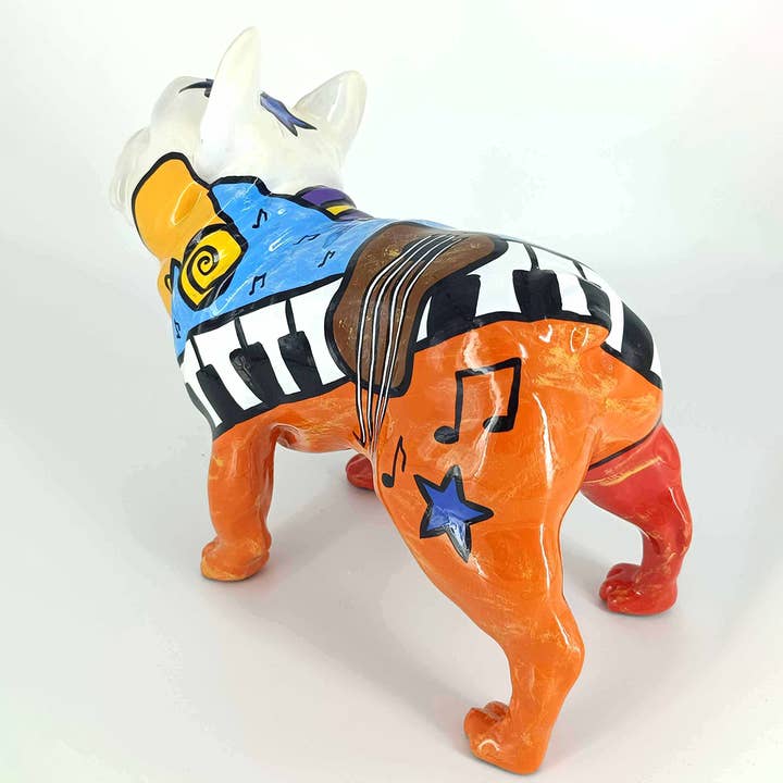 JULIARTE - Wholesale Decorative Figurine - FRENCH BULLDOG PICASSO PIANO - Handpainted Art Figurine