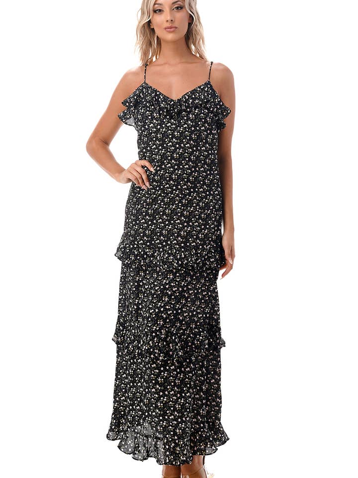 Nauwsluitende maxi-jurk met gelaagde lagen voor wholesale door Woven Pink