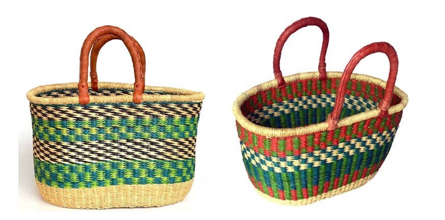 The African Home Goods - Vente Paniers - PANIERS OVALES AFRICAINS BOLGA GHANA - COULEURS ASSORTIES, 1 UNITÉ1