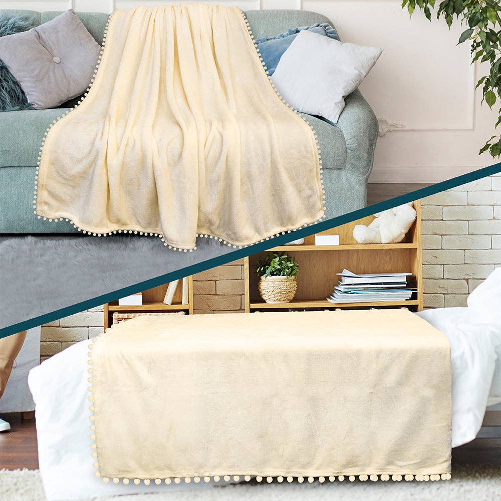 Pavilia – wholesale Prydnadsfilt – Filt med pompom-fransar45