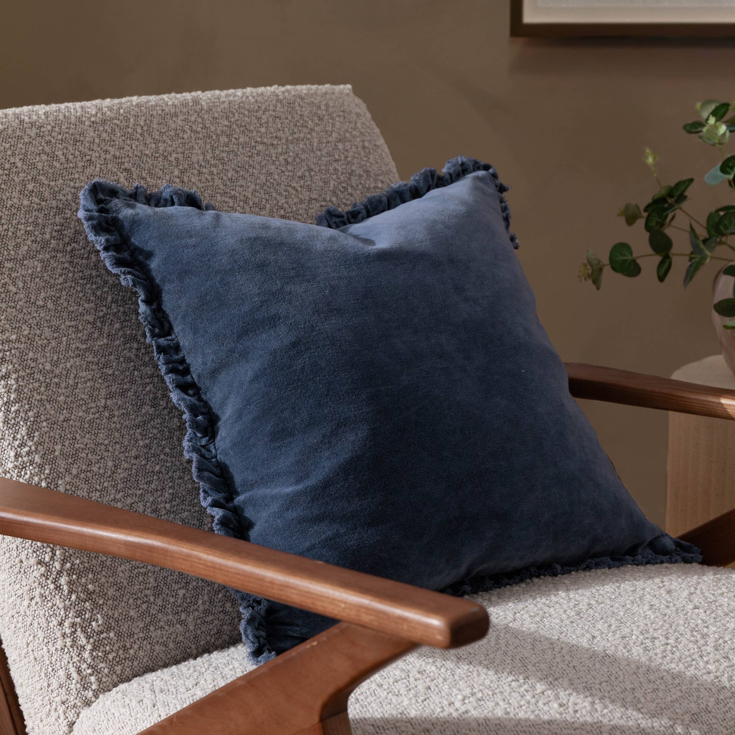 Bertie Washed Cotton Velvet Cushion Ink for wholesale on Faire0