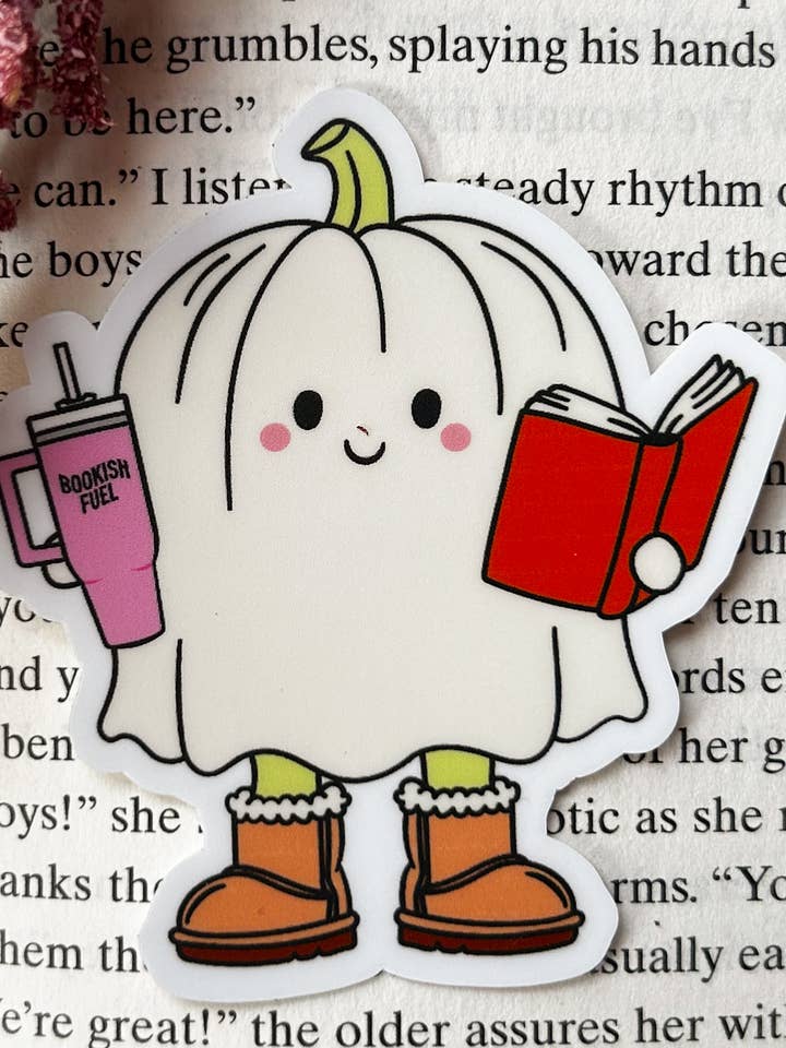 Fall Ghost Sticker for wholesale by The Bookish Bird Co.