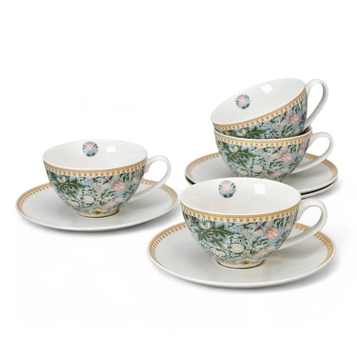 Conjunto de 8 peças de Chávena e Pires de Porcelana Morris Garden por atacado de STP