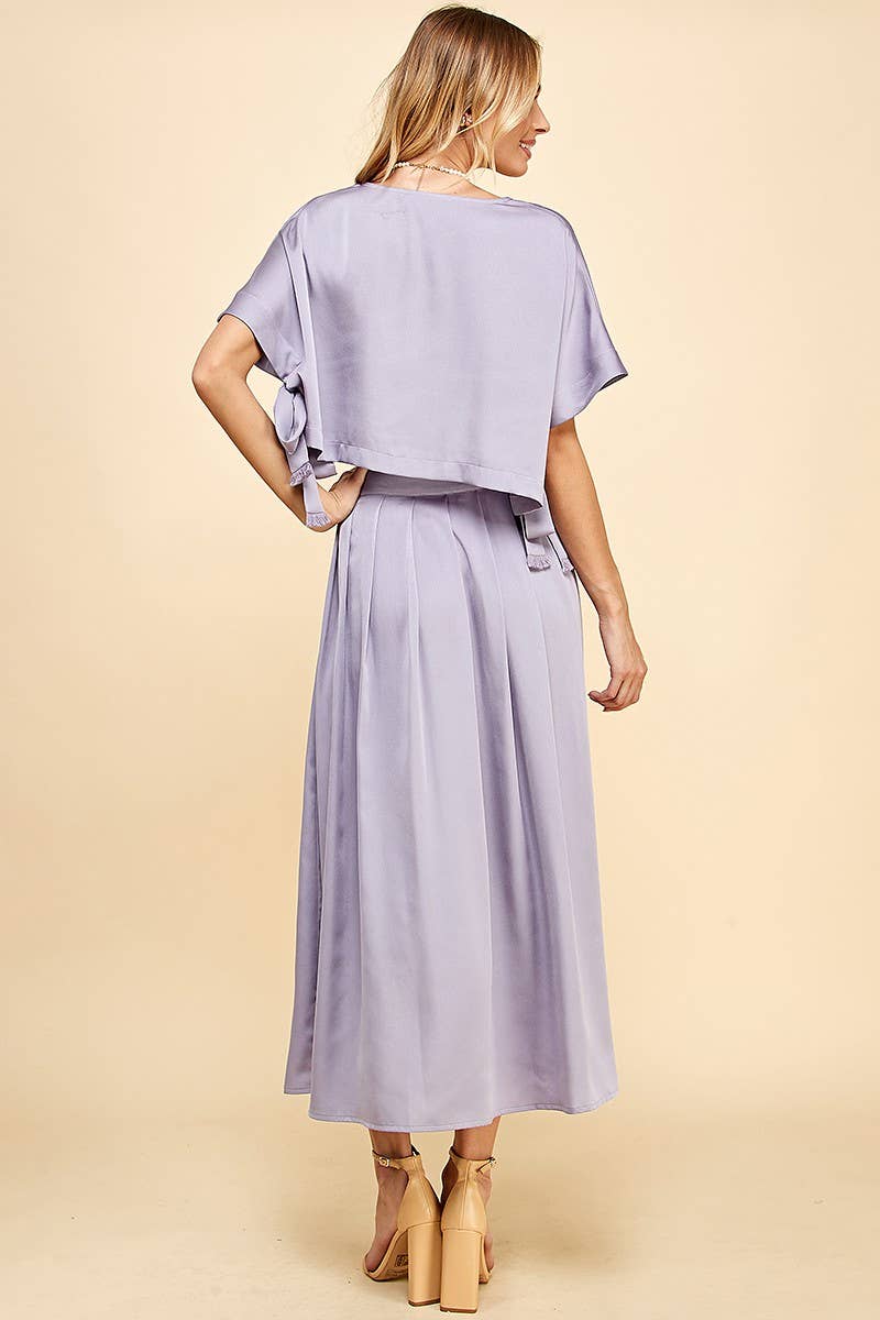 Lilac Satin Drop Shoulder Cropped Top for wholesale on Faire6