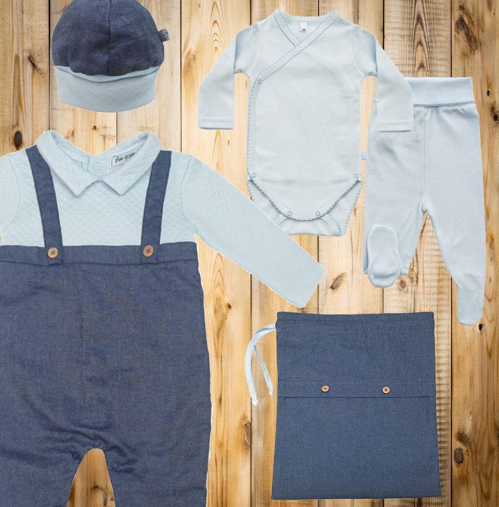 Pim-Pam-Pum – Großhandel Bekleidungsset – Baby – Erstes Mini-Denim-Outfit Blau0