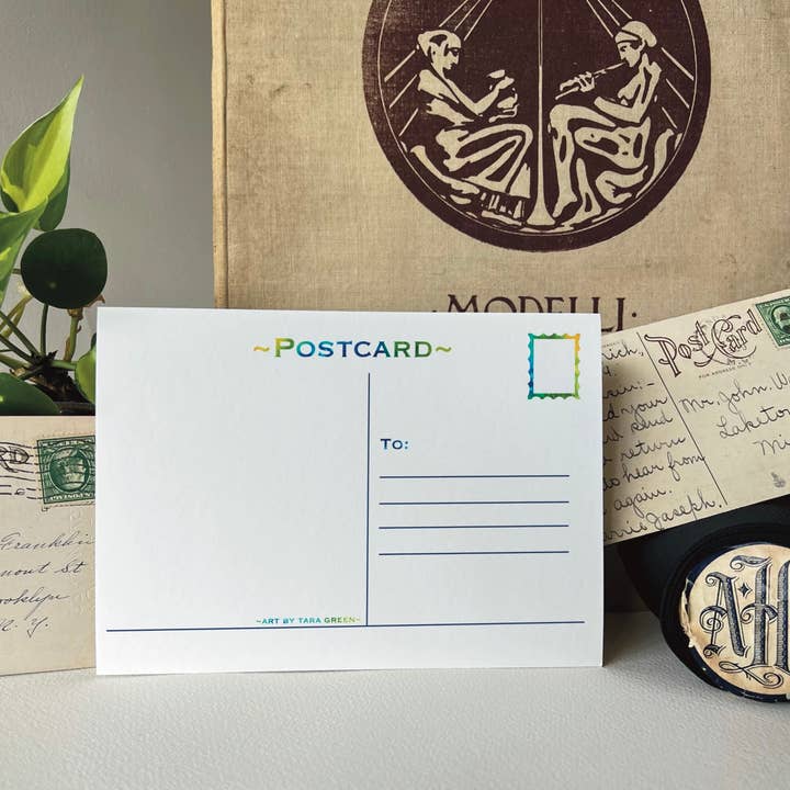 Folk Meadow - Wholesale Postcard - Night Garden Yellow Moth & Ginkgo Postcard : 5x7 2