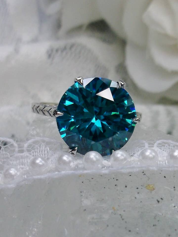 Akvamarin CZ Solid Sterling Silver Ring 5ct perle #D37 for engroshandel hos Silver Embrace Jewelry