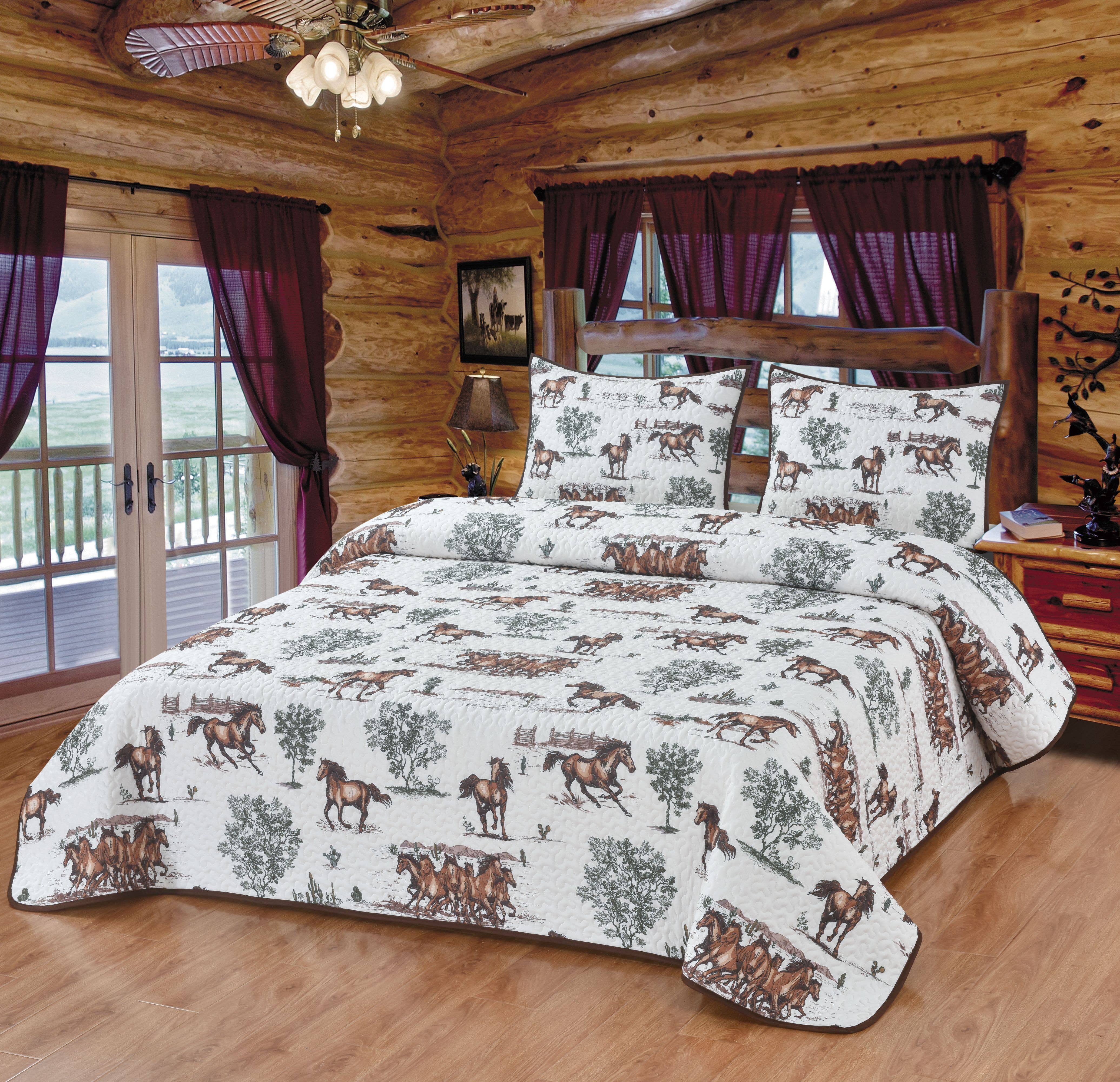 De Leon Collections - Wholesale Bedding Set - Rustic Trail Horses Farmhouse Decorative Quilt Bedding Set1