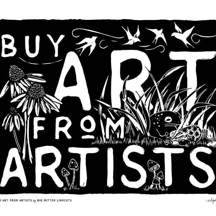 Big Mitten Linocuts - Wholesale Art Print - Buy Art from Artists Linoprint1