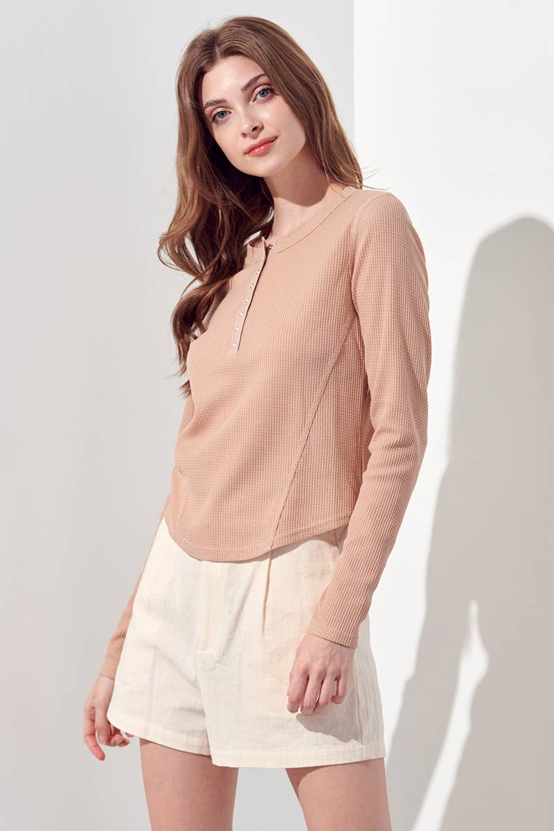 Petal Dew – Großhandel Strickoberteil – Damen – Langarmshirt mit Waffelmuster P0009619