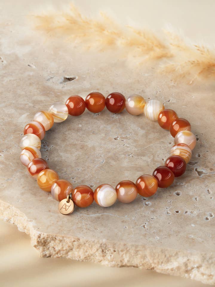 Roma-armband med bandad agat och roséguldspläterad stålprydnad för wholesale av Anna Velazia